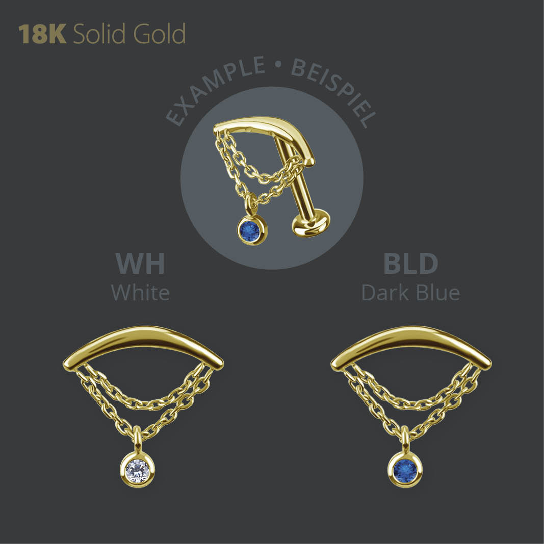 18K GOLD INTERNAL MICRO FLOATING CHAIN ATTACHMENT SET W. PREMIUM ZIRCONIA