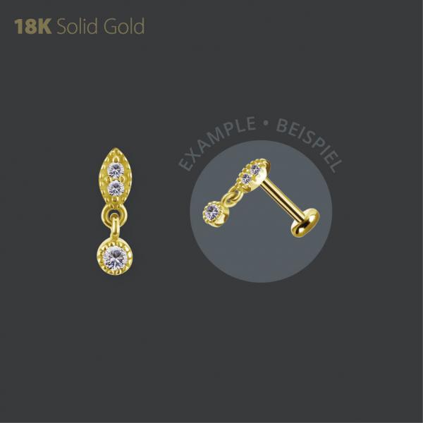 18K GOLD THREADLESS  ATTACHMENT SET W. PREMIUM ZIRCONIA