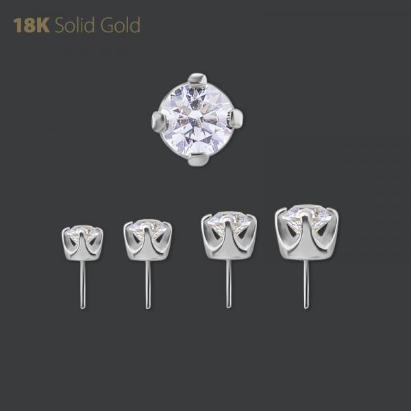 18K WHITE GOLD THREADLESS ATTACHMENT SET W. PREMIUM ZIRCONIA
