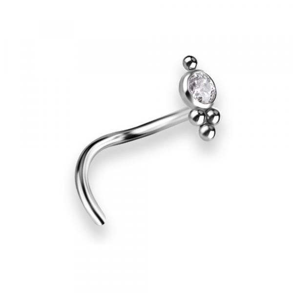 TITANIUM CURVED DISC NOSE STUDS SET W. PREMIUM ZIRCONIA