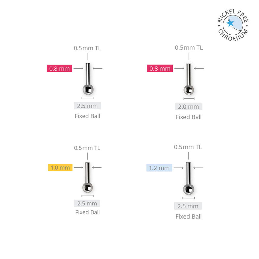 CoCR NF PVD TITANIUM THREADLESS ONE SIDE FIXED BARBELL