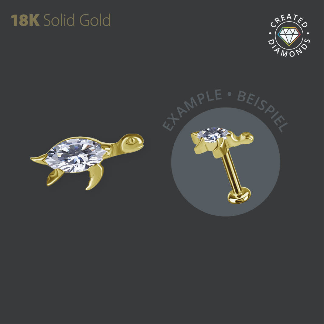 18K GOLD SEA TURTLE INTERNAL MICRO ATTACHMENT SET WITH PREMIUM ZIRCONIA