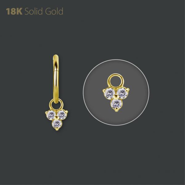 18K GOLD TRINITY CHARM SET W. PREMIUM ZIRCONIA
