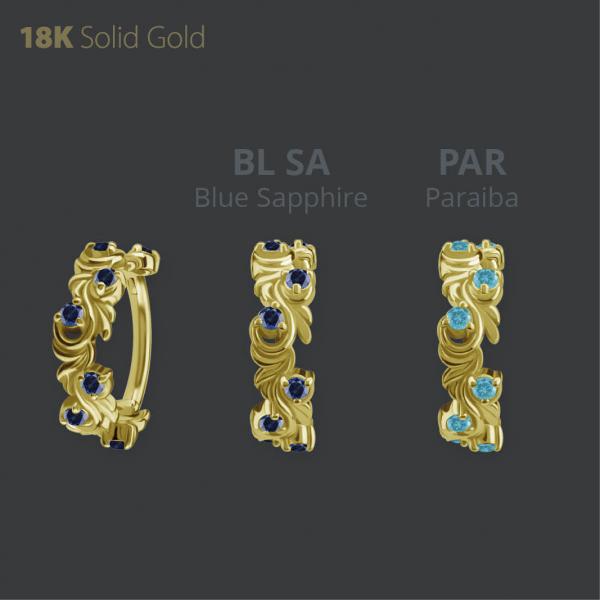 18K GOLD HINGED RING SET W. LAB CREATED GEMSTONE