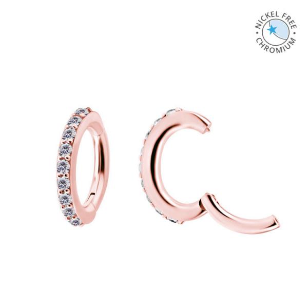 ROSE GOLD PVD CoCr NF OVAL BELLY CLICKER SET W. PREMIUM ZIRCONIA