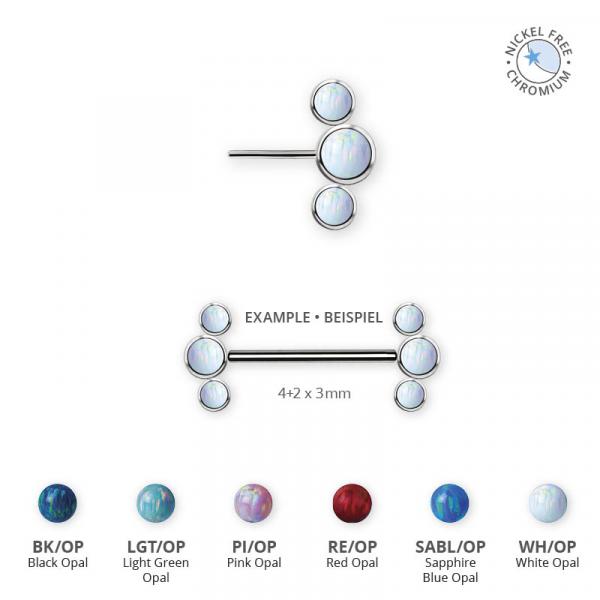 TITANIUM THREADLESS NIPPLE CLUSTER ATTACHMENT SET W. LAB CREATED OPALS