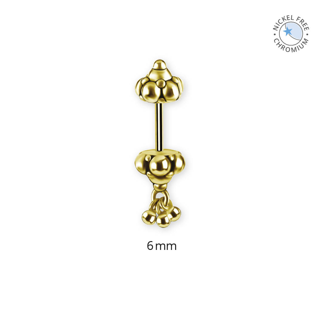 18K GOLD PVD CoCr NF TITANIUM VERTICAL HELIX BARBELL
