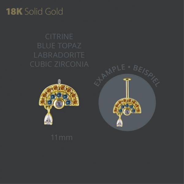 18K GOLD INTERNAL MICRO ATTACHMENT FOR VERT. HELIX SET W. GENUINE GEMSTONES AND PREMIUM ZIRCONIA