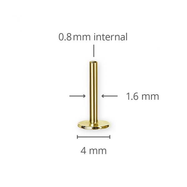 24K GOLD PVD TITANIUM INTERNAL LABRET PINS (FOR 0.8 INTERNAL)