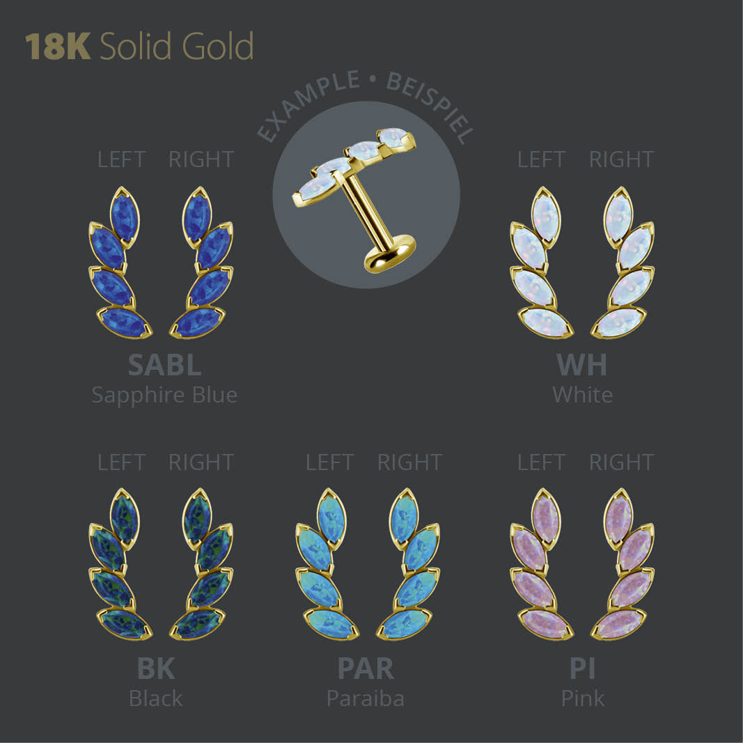 18K GOLD THREADLESS  ATTACHMENT SET WITH LAB CREATED OPAL