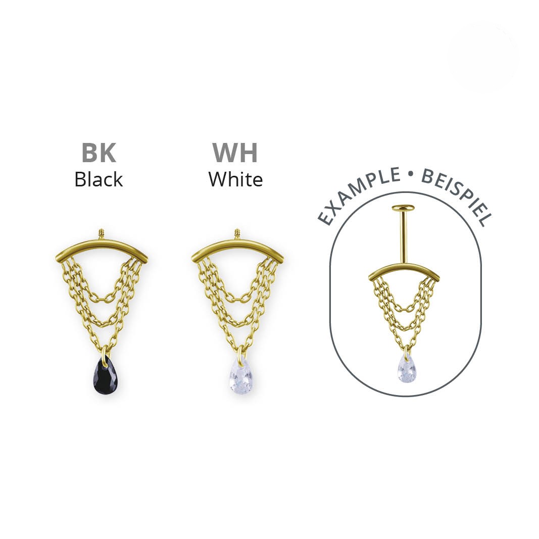 24K GOLD PVD TITANIUM INTERNAL MICRO ATTACHMENT FOR FLAT HELIX W. CUBIC ZIRCONIA