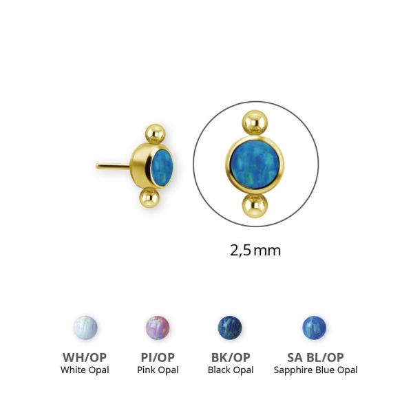 24K GOLD PVD TITANIUM THREADLESS CLUSTER ATTACHMENT SET W. LAB CREATED OPAL