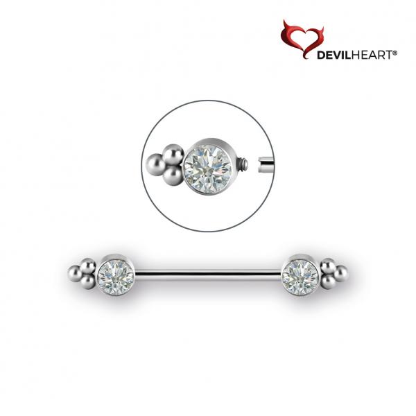 TITANIUM JEWELLED INTERNAL NIPPLE BARBELLS SET WITH PREMIUM ZIRCONIA