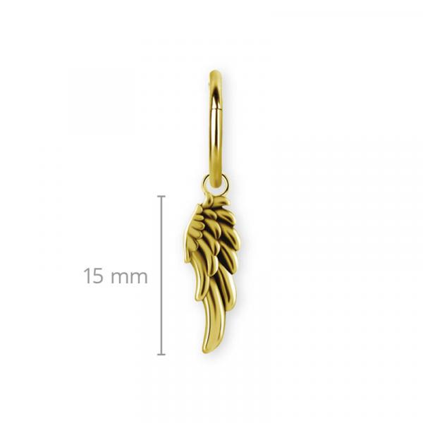 24K GOLD PVD SS316L WING CHARM FOR HINGED RING