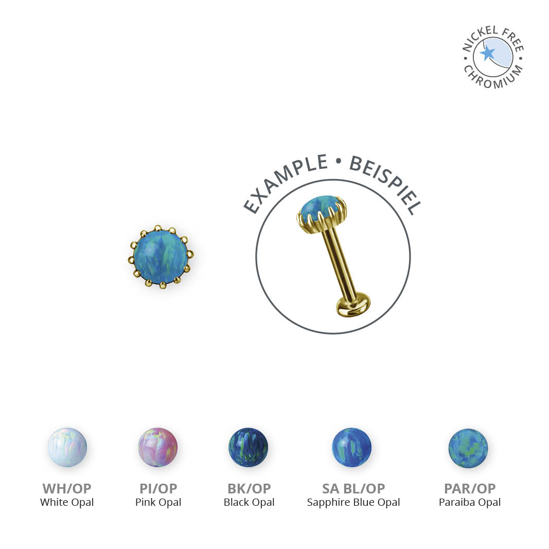 18K GOLD PVD CoCr NF INTERNAL MICRO ATTACHMENT SET W. LAB CREATED OPAL