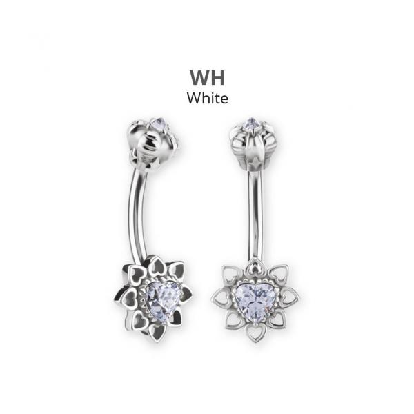 SS316L INTERNAL DOUBLE JEWELLED BELLY BANANAS SET W.PREMIUM ZIRCONIA