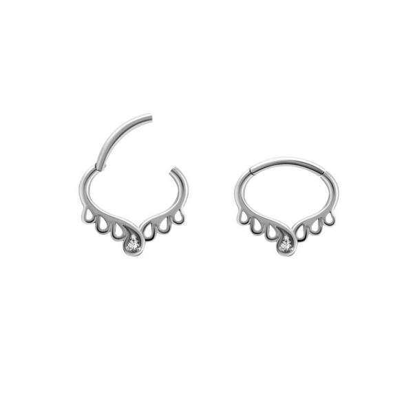 SS316L SEPTUM/DAITH CLICKER SET W. CUBIC ZIRCONIA