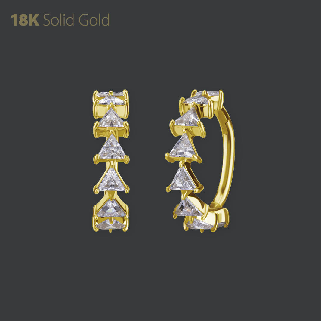 18K GOLD HINGED RING SET W. TRIANGLE PREMIUM ZIRCONIA