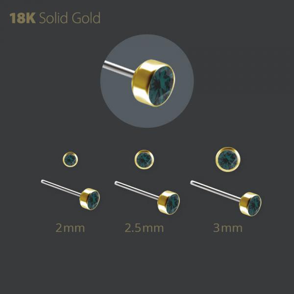 18K GOLD THREADLESS ATTACHMENT DISC SET W. PREMIUM NANO GEMS