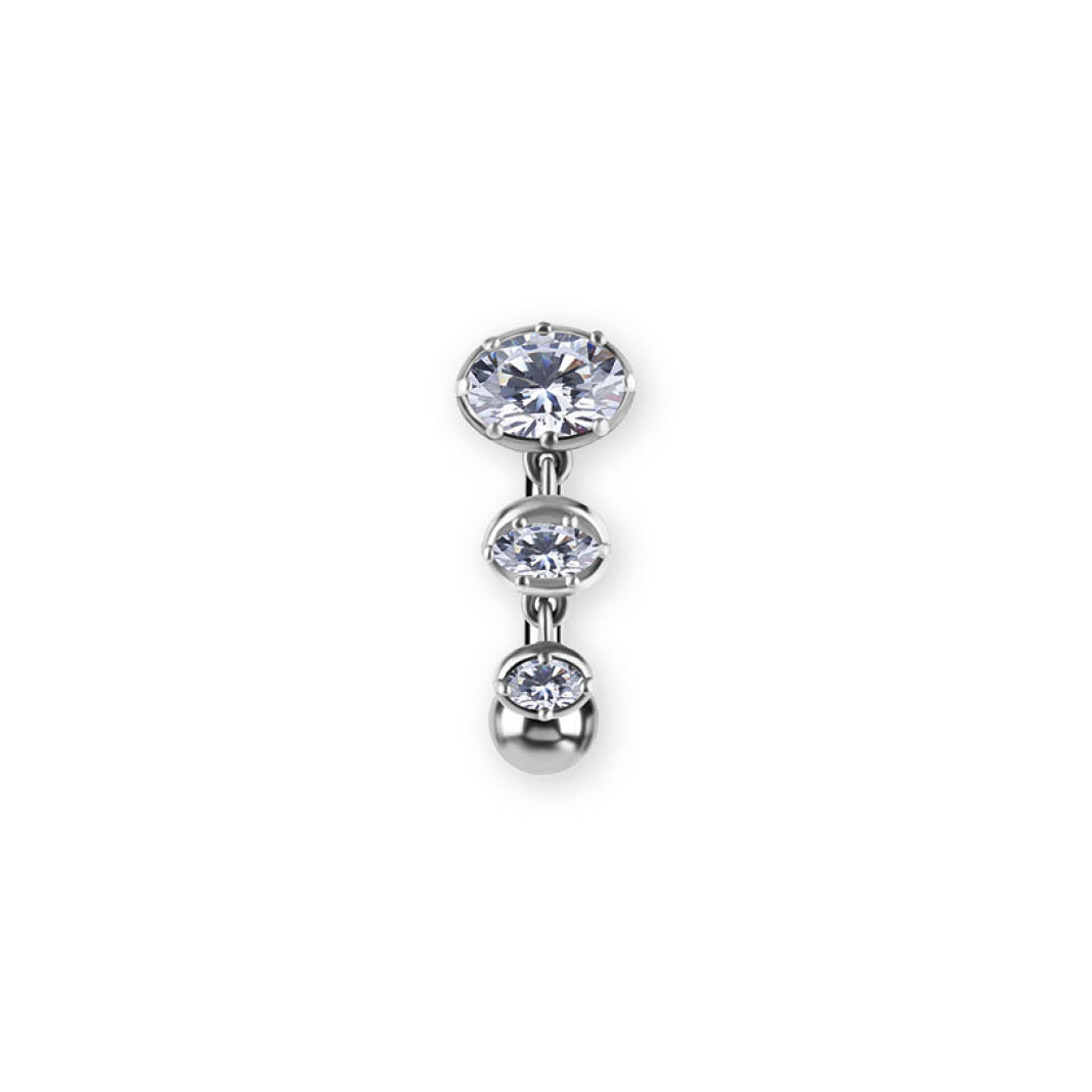 SS316L BELLY BANANA SET W. PREMIUM ZIRCONIA AND DROP DANGLES