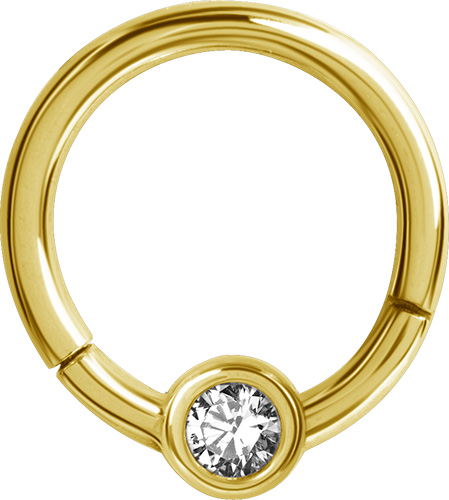 24K GOLD PVD SS316L JEWELLED DISC HINGED RING FOR UPPER LIP