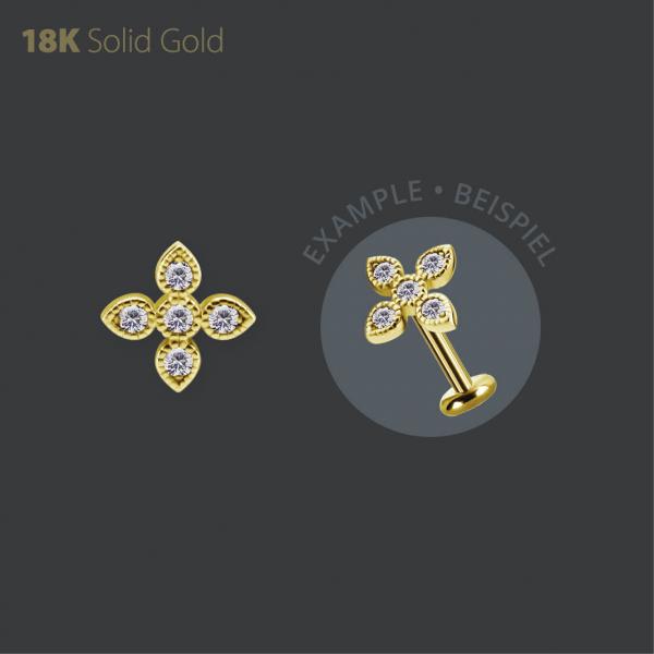 18K GOLD THREADLESS ATTACHMENT SET W. PREMIUM ZIRCONIA