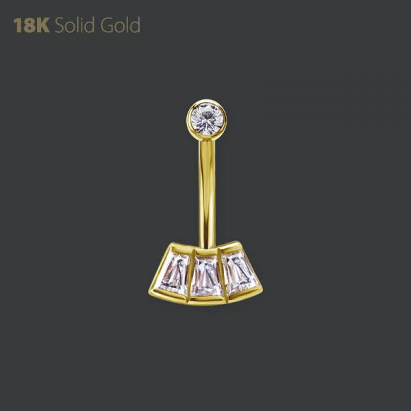 18K GOLD AND GOLD PVD TITANIUM TL MICRO ROOK BANANA SET W. PREMIUM ZIRCONIA