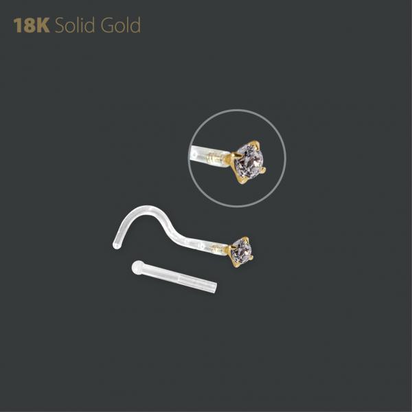 BIOPLAST NOSESTUDS WITH 18K GOLD ATTACHMENT SET W. PREMIUM ZIRCONIA