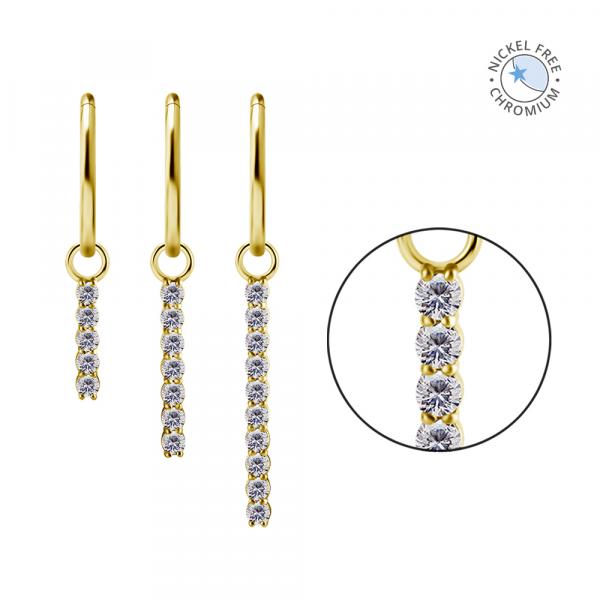 18K GOLD PVD CoCr NF BAR CHARMS FOR HINGED RINGS SET W. PREMIUM ZIRCONIA  (5STONES)