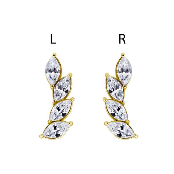 24K GOLD PVD SS316L MICRO ATTACHMENT SET W. MAQUISE CUBIC ZIRCONIA