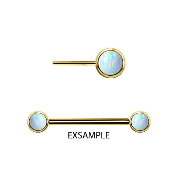 24K GOLD PVD TITANIUM THREADLESS  NIPPLE DISC ATTACHMENT SET W. LAB CREATED OPALS