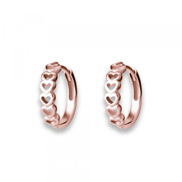ROSE GOLD PVD SS316L HOOP EARRINGS (HEARTS) (PAIR)