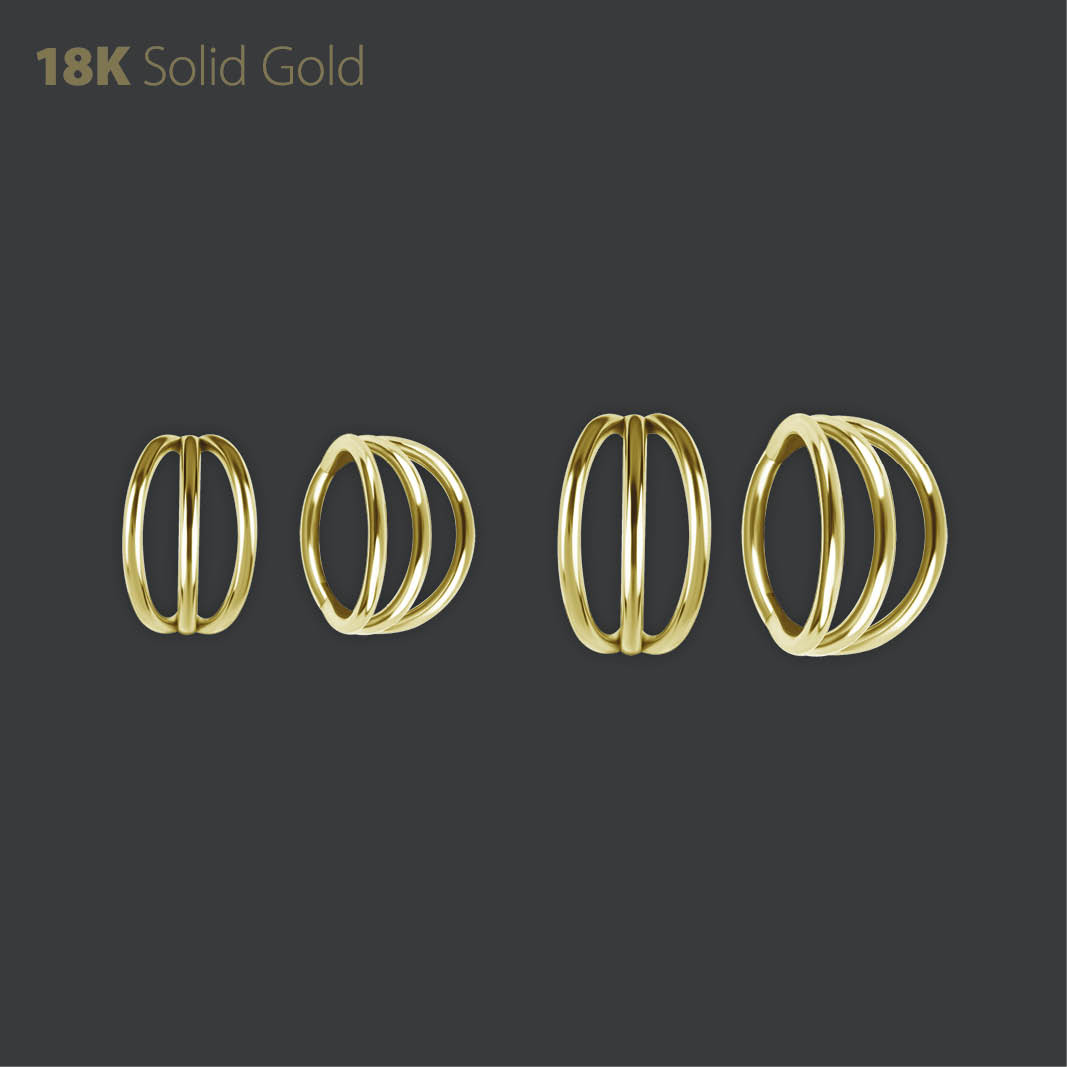 18K GOLD 3 LINES HINGED RING