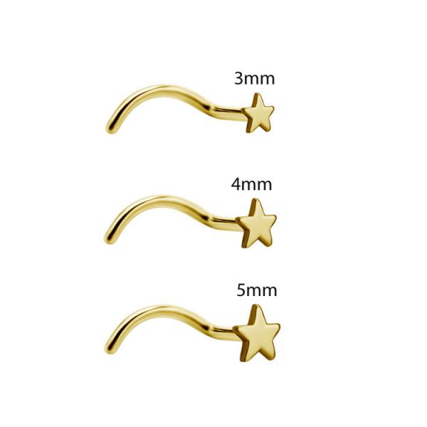24K GOLD PVD TITANIUM CURVED NOSE STUDS (STAR)