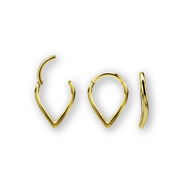 24K GOLD PVD SS316L TEARDROP SHAPED PLAIN CLICKER
