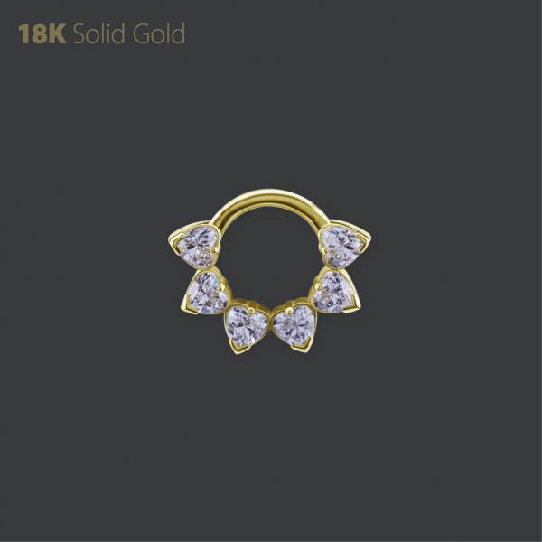 18K GOLD DAITH & SEPTUM CLICKER SET W. PREMIUM ZIRCONIA