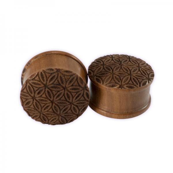 BLACK WOOD FLOWER OF LIFE ORNAMENT PLUG