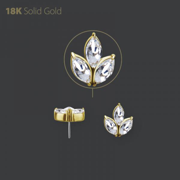18K GOLD THREADLESS  ATTACHMENT SET W. PREMIUM ZIRCONIA