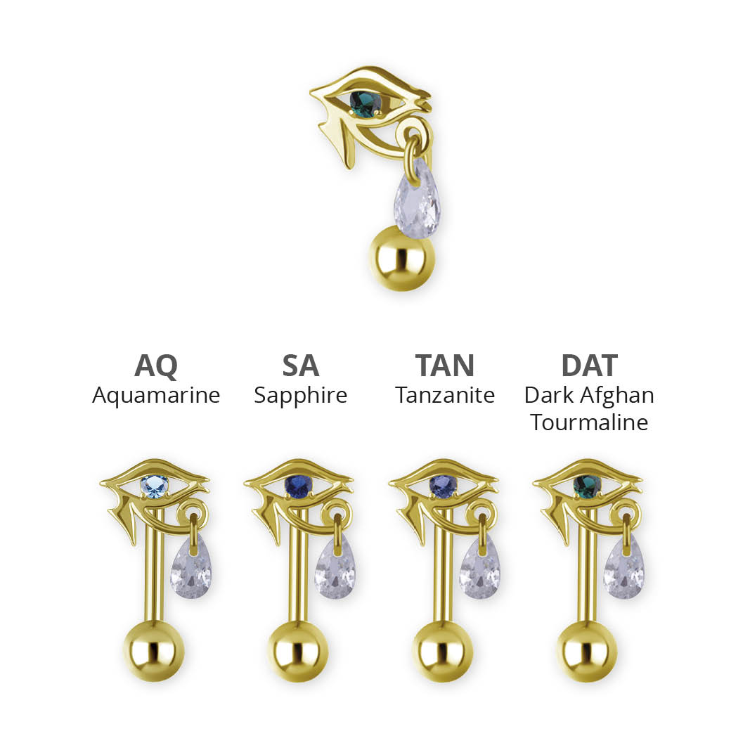 24K GOLD PVD SS316L BELLY BANANA SET W. PREMIUM NANO GEMS AND DROP DANGLE