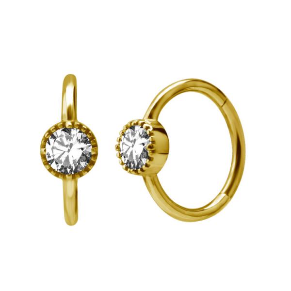 24K GOLD PVD SS316L HINGED RING SET W. CUBIC ZIRCONIA