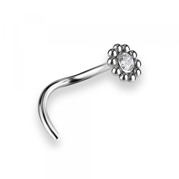 TITANIUM CURVED DISC NOSE STUDS SET W. PREMIUM ZIRCONIA