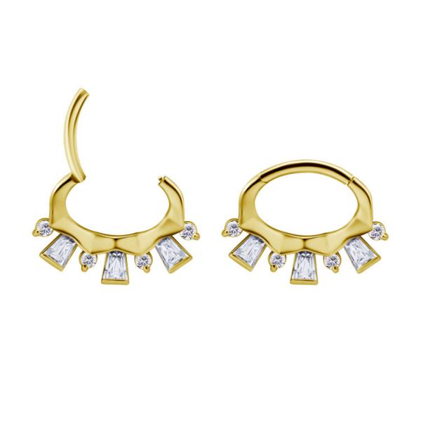 24K GOLD PVD SS316L SEPTUM/DAITH CLICKER SET W. PREMIUM ZIRCONIA