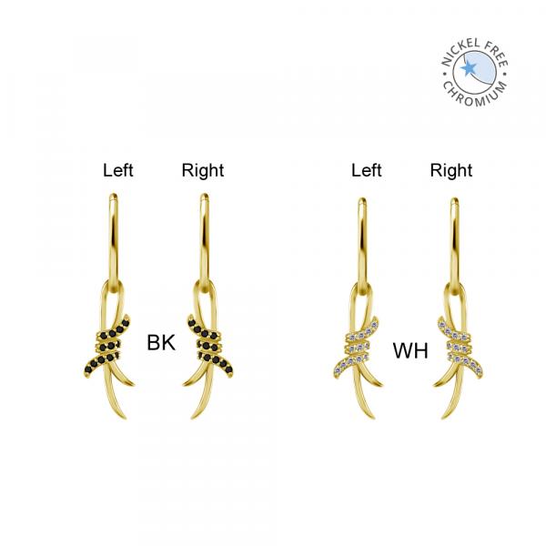 18K GOLD PVD CoCr NF BAR WIRE CHARMS FOR HINGED RINGS SET W.PREMIUM ZIRCONIA