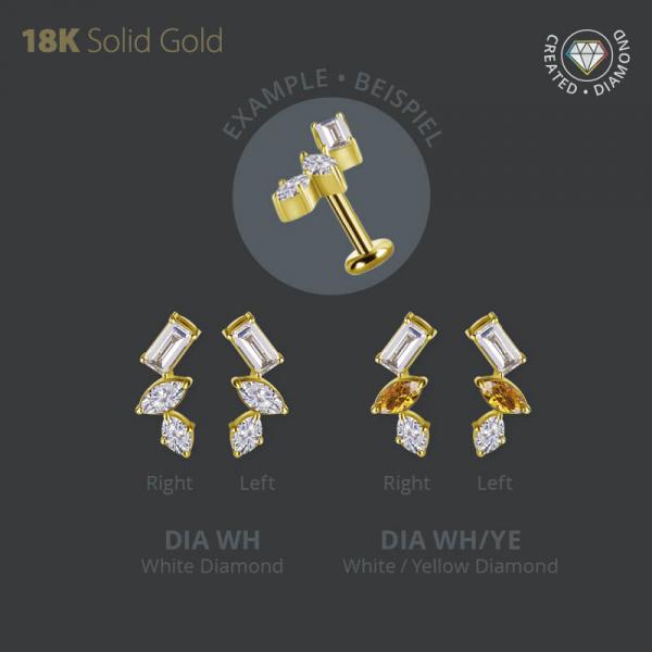 18K GOLD  MICRO ATTACHMENT SET W. LAB CREATED DIAMONDS