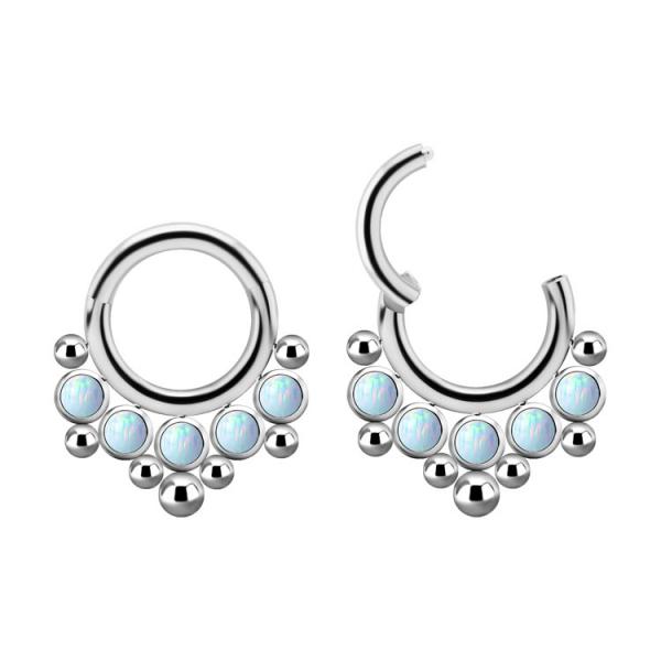 TITANIUM CLUSTER CLICKER SET W.LAB CREATED OPAL