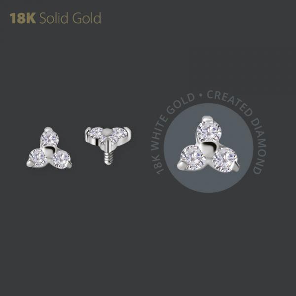 18K WHITE GOLD INTERNAL TRINITY ATTACHMENT SET W. LAB CREATED DIAMONDS