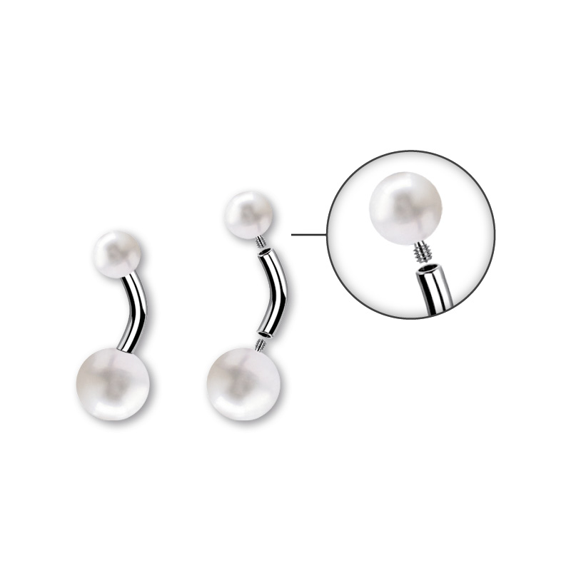 TITANIUM INTERNAL DOUBLE JEWELLED FRESHWATER PEARL BELLY BANANA