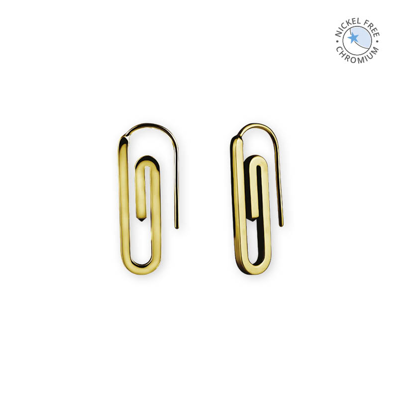 18K GOLD PVD CoCr NF SAFTY PIN EARRINGS (PAIR)
