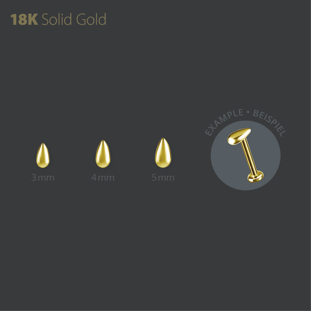 18K GOLD THREADLESS ATTACHMENT SET WITH PEAR SHAPE PREMIUM ZIRCONIA