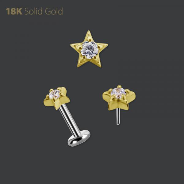 18K GOLD THREADLESS STAR MICRO ATTACHMENT SET W. PREMIUM ZIRCONIA